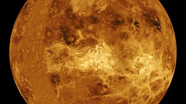 A false-color radar map of the hemisphere of Venus where Haastte-baad is located. 